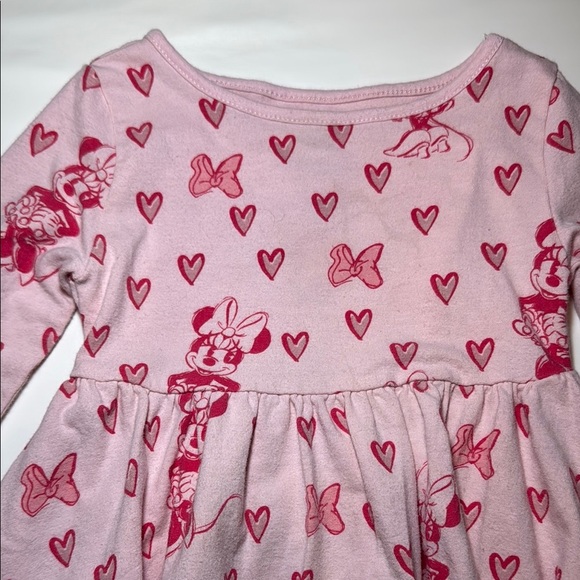 Disney Junior Minnie Mouse Long Sleeve Pink with Hearts Dress Size 18 Months - Picture 4 of 6
